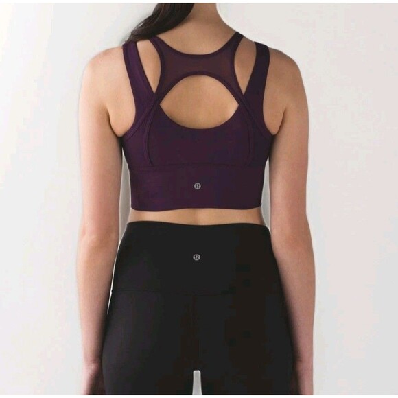 Lululemon Double Tap Bra II Purple Yoga Workout Size 6 S Wicking Medium Support - Picture 2 of 5